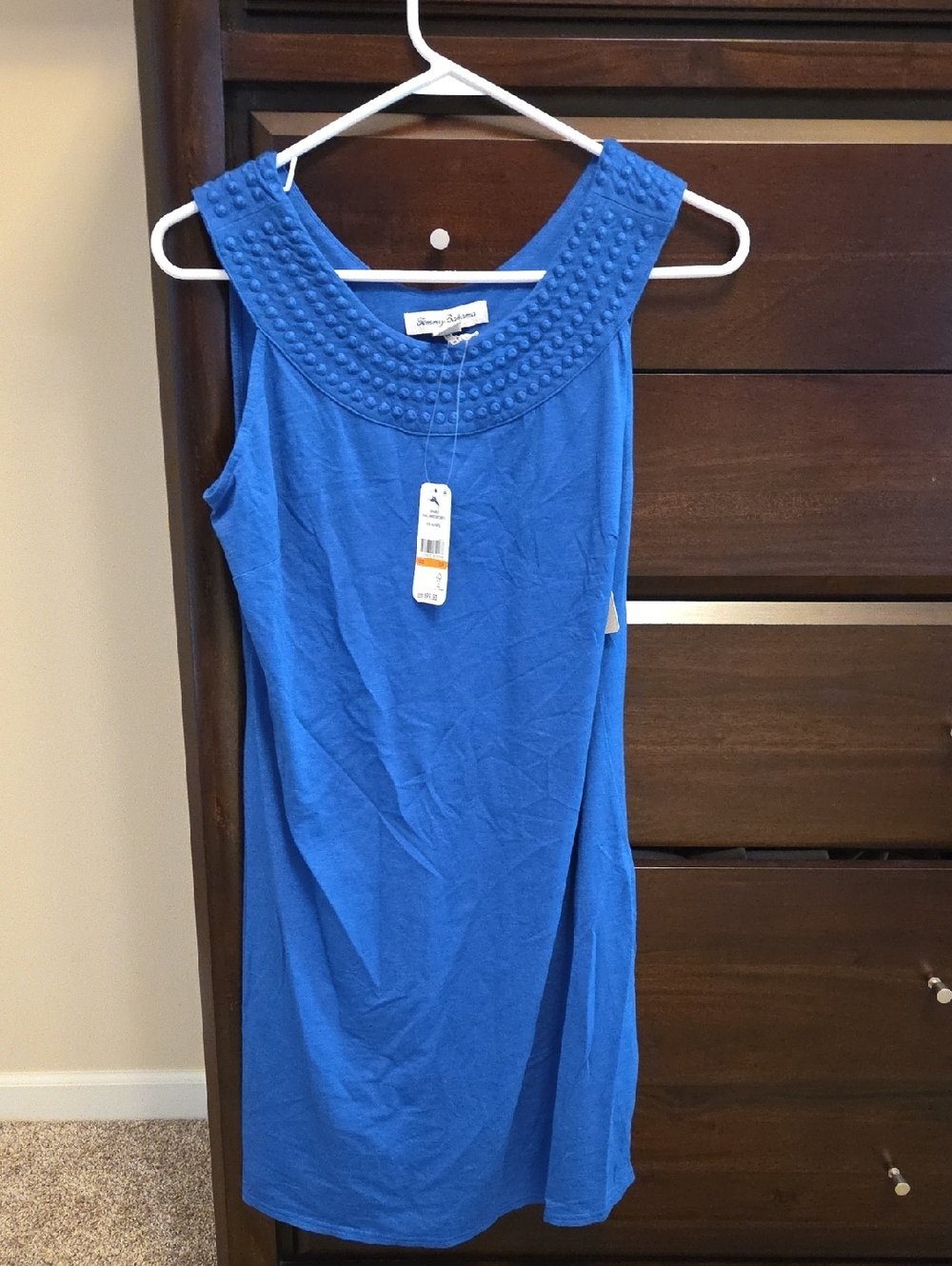 Tommy Bahama Cobalt Blue Sleeveless Embellished Yoke Tank